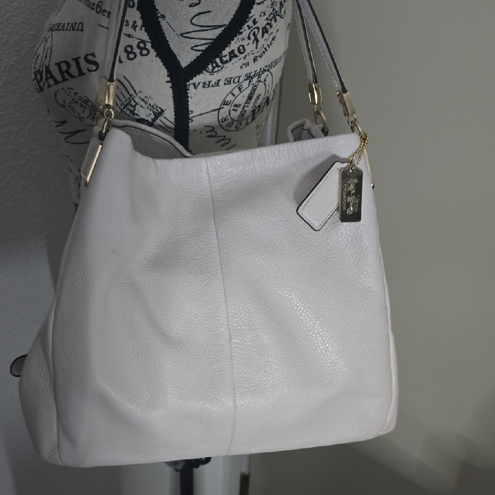 Coach 2013 White & Gold Hardware Hobo Leather Medium Tote (EUC)(LIKE NEW)✨️🤍✨️ - Picture 4 of 14